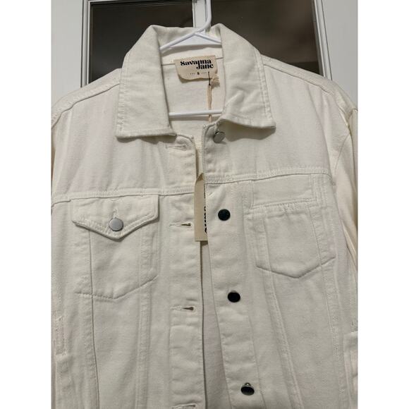 Savanna Jane star sleeve white denim jacket NWT small - Picture 4 of 13